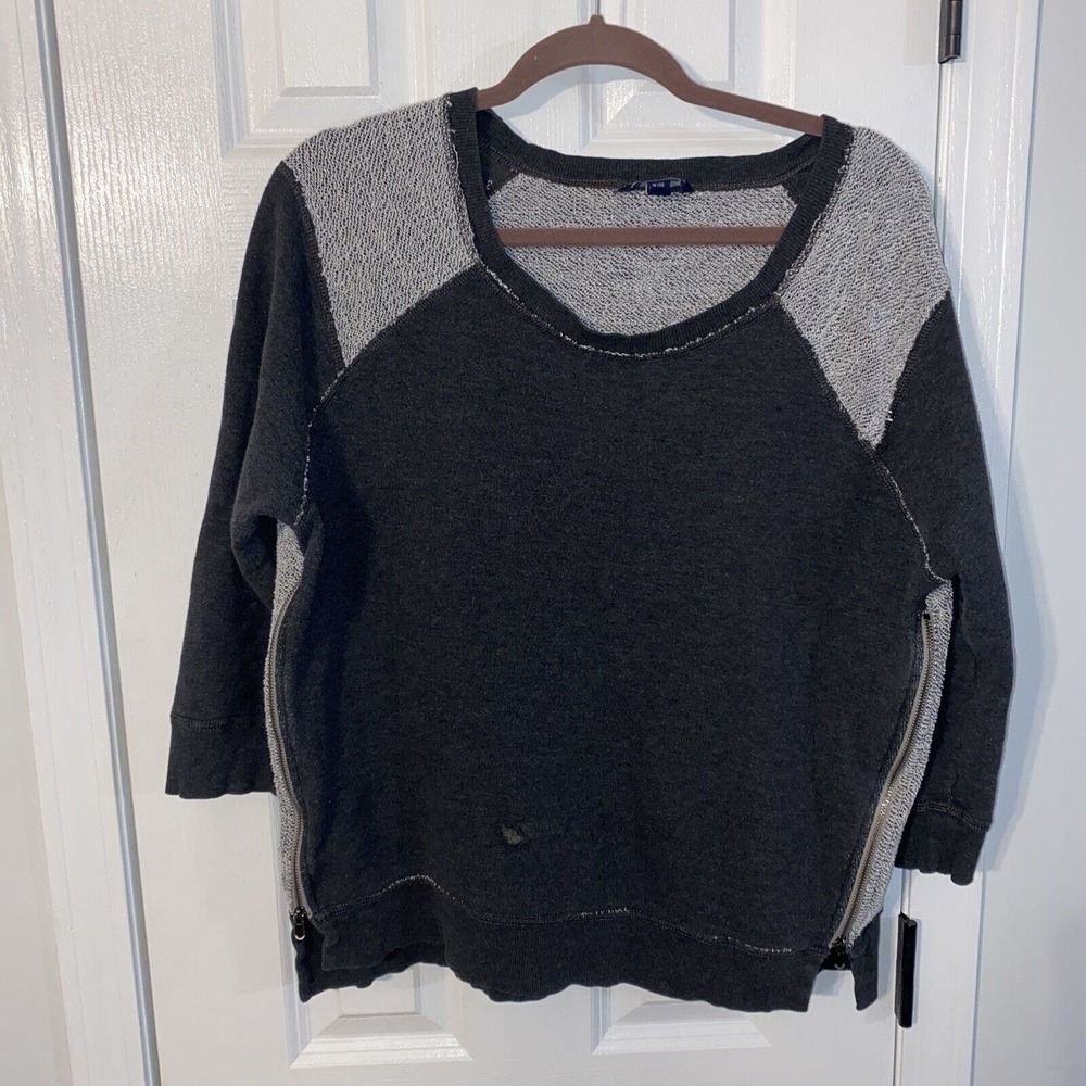 American Eagle Outfitters Crop XL Gray Side Zippers 3/4 Sleeve Womens - Picture 1 of 6